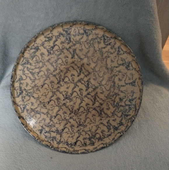 Stoneware Kitchen Spongeware Stoneware Bluetan Pizza Pan Made In